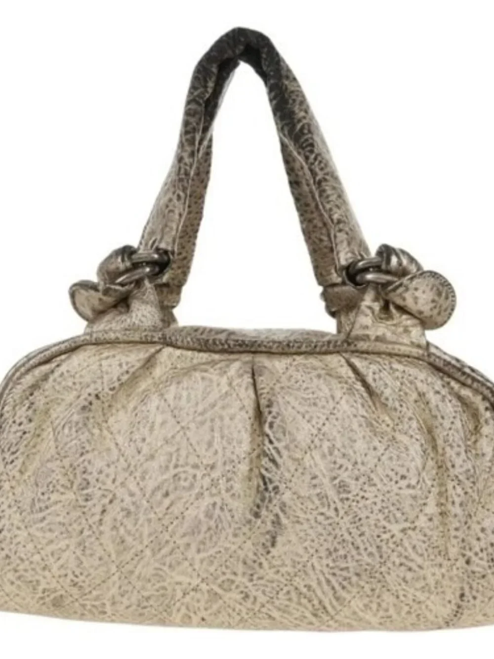 CHANEL Matelasse Hand Bag Leather Champagne Gold CC Auth 160074